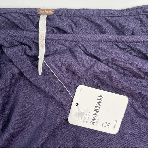 Free People Francesca One Shoulder Dress Midi Navy Blue Size Medium NWT - Picture 10 of 11